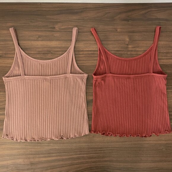 Old Navy Soft Stretch Ribbed Casual Summer Tank Tops Lettuce Hem Women's Size L - Picture 2 of 10